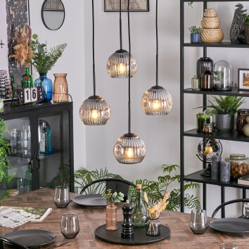 Ripoll Suspension, Boule lumineuse, Suspension grappe Clair, Fumé, 4 lumières