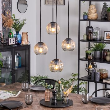 Ripoll Suspension, Boule lumineuse, Suspension grappe Ambre, Clair, 4 lumières