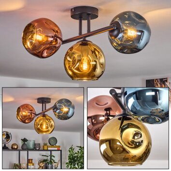 Ripoll Plafonnier, Boule lumineuse Bleu, Or, Cuivré, 3 lumières