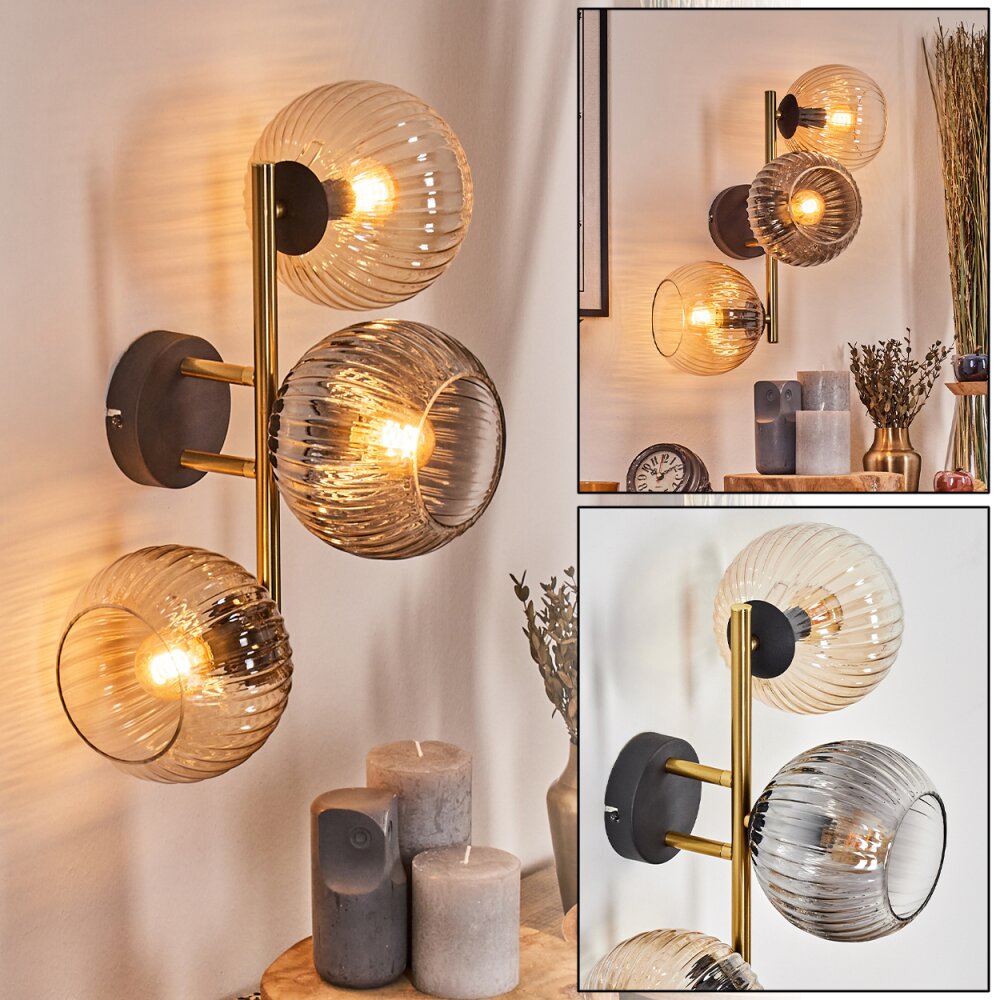 Koyoto Boule lumineuse, Applique murale Or, Noir, 3 lumières main product photo