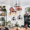 Gastor Suspension, Boule lumineuse, Suspension Ambre, Chrome, Clair, Cuivré, Fumé, 8 lumières