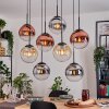Gastor Suspension, Boule lumineuse, Suspension Ambre, Chrome, Clair, Cuivré, Fumé, 8 lumières