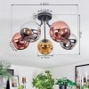 Ripoll Plafonnier, Boule lumineuse Chrome, Or, Cuivré, Fumé, 5 lumières