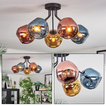 Ripoll Plafonnier, Boule lumineuse Bleu, Or, Cuivré, 5 lumières