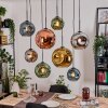 Ripoll Suspension, Boule lumineuse, Suspension Écru, Noir, 8 lumières