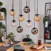 Gastor Suspension, Boule lumineuse, Suspension Ambre, Chrome, Clair, Fumé, 8 lumières
