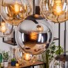 Gastor Suspension, Boule lumineuse, Suspension Ambre, Chrome, Clair, Fumé, 8 lumières