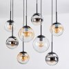 Gastor Suspension, Boule lumineuse, Suspension Ambre, Chrome, Clair, Fumé, 8 lumières