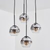 Ripoll Suspension, Boule lumineuse, Suspension grappe Chrome, Clair, Fumé, 4 lumières