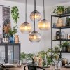 Koyoto Suspension, Boule lumineuse, Suspension grappe Ambre, Clair, Fumé, 4 lumières