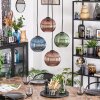 Koyoto Suspension, Boule lumineuse, Suspension grappe Bleu, Vert, Cuivré, 4 lumières