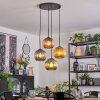 Koyoto Suspension, Boule lumineuse, Suspension grappe Bleu, Or, Vert, Cuivré, 4 lumières