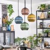 Koyoto Suspension, Boule lumineuse, Suspension grappe Bleu, Or, Vert, Cuivré, 4 lumières