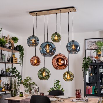 Ripoll Suspension, Boule lumineuse, Suspension Écru, Noir, 8 lumières