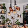 Gastor Suspension, Boule lumineuse, Suspension Ambre, Chrome, Clair, Cuivré, Fumé, 8 lumières