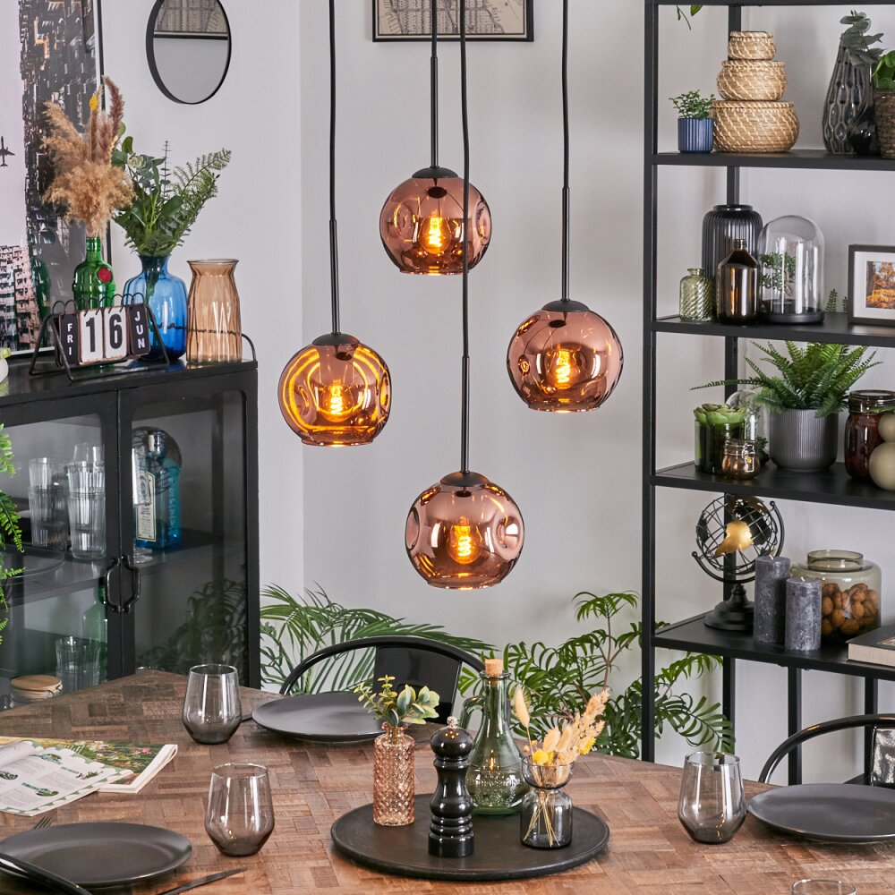 Ripoll Suspension, Boule lumineuse, Suspension grappe Cuivré, 4 lumières main product photo