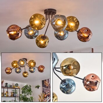 Ripoll Plafonnier, Boule lumineuse Bleu, Or, Cuivré, 8 lumières