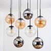 Gastor Suspension, Boule lumineuse, Suspension Ambre, Chrome, Clair, Fumé, 8 lumières