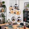 Gastor Suspension, Boule lumineuse, Suspension Ambre, Chrome, Clair, Fumé, 8 lumières