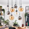 Gastor Suspension, Boule lumineuse, Suspension Ambre, Chrome, Clair, Fumé, 8 lumières