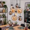 Gastor Suspension, Boule lumineuse, Suspension Ambre, Chrome, Clair, Fumé, 8 lumières