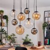 Gastor Suspension, Boule lumineuse, Suspension Ambre, Chrome, Clair, Fumé, 8 lumières