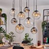 Gastor Suspension, Boule lumineuse, Suspension Ambre, Chrome, Clair, Fumé, 8 lumières