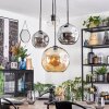 Koyoto Suspension, Boule lumineuse, Suspension grappe Ambre, Chrome, Clair, Fumé, 4 lumières