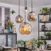 Koyoto Suspension, Boule lumineuse, Suspension grappe Ambre, Chrome, Clair, Fumé, 4 lumières