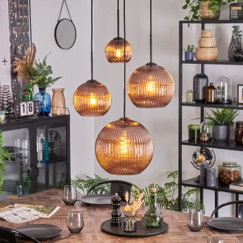 Koyoto Suspension, Boule lumineuse, Suspension grappe Cuivré, 4 lumières