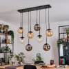 Gastor Suspension, Boule lumineuse, Suspension Ambre, Chrome, Clair, Fumé, 8 lumières
