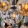 Gastor Suspension, Boule lumineuse, Suspension Ambre, Chrome, Clair, Fumé, 8 lumières