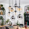 Gastor Suspension, Boule lumineuse, Suspension Ambre, Chrome, Clair, Fumé, 8 lumières