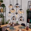 Gastor Suspension, Boule lumineuse, Suspension Ambre, Chrome, Clair, Fumé, 8 lumières