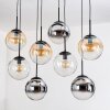 Gastor Suspension, Boule lumineuse, Suspension Ambre, Chrome, Clair, Fumé, 8 lumières