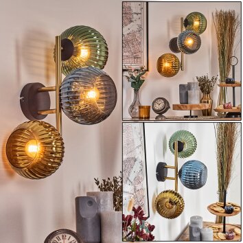 Koyoto Boule lumineuse, Applique murale Or, Noir, 3 lumières