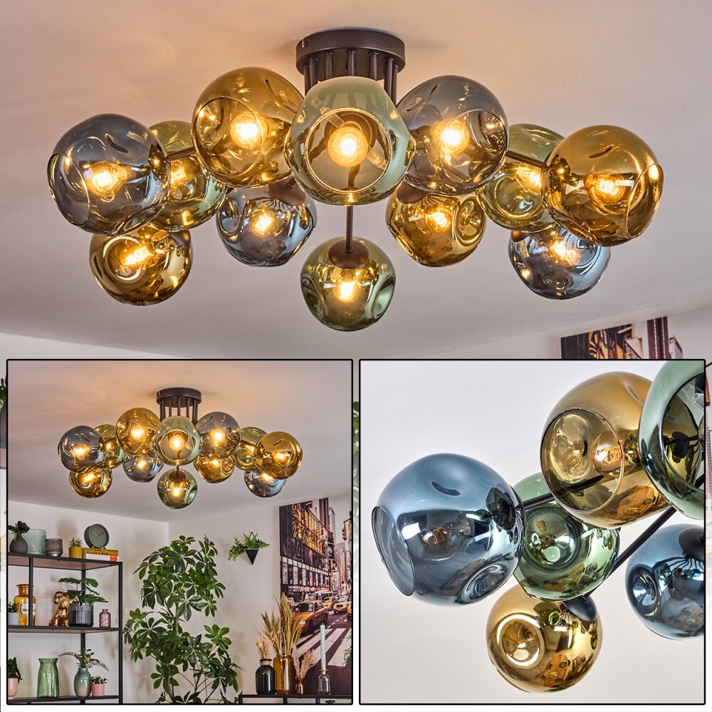 Ripoll Plafonnier, Boule lumineuse Bleu, Or, Vert, 12 lumières main product photo