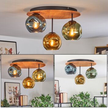 Ripoll Plafonnier, Boule lumineuse Écru, Noir, 3 lumières
