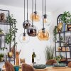Koyoto Suspension, Boule lumineuse, Suspension Ambre, Chrome, Clair, Fumé, 6 lumières