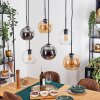 Koyoto Suspension, Boule lumineuse, Suspension Ambre, Chrome, Clair, Fumé, 6 lumières