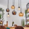 Koyoto Suspension, Boule lumineuse, Suspension Ambre, Chrome, Clair, Fumé, 6 lumières