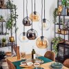 Koyoto Suspension, Boule lumineuse, Suspension Ambre, Chrome, Clair, Fumé, 6 lumières