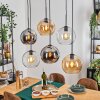 Koyoto Suspension, Boule lumineuse, Suspension Ambre, Chrome, Clair, Fumé, 6 lumières