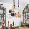 Koyoto Suspension, Boule lumineuse, Suspension Ambre, Chrome, Clair, Fumé, 6 lumières
