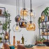 Koyoto Suspension, Boule lumineuse, Suspension Ambre, Chrome, Clair, Fumé, 6 lumières