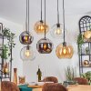 Koyoto Suspension, Boule lumineuse, Suspension Ambre, Chrome, Clair, Fumé, 6 lumières
