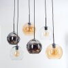 Koyoto Suspension, Boule lumineuse, Suspension Ambre, Chrome, Clair, Fumé, 6 lumières