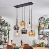Koyoto Suspension, Boule lumineuse, Suspension Ambre, Chrome, Clair, Fumé, 6 lumières