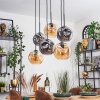 Ripoll Suspension, Boule lumineuse, Suspension Ambre, Fumé, 6 lumières