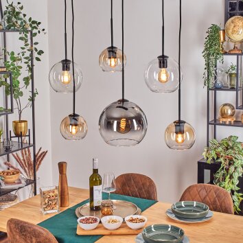 Koyoto Suspension, Boule lumineuse, Suspension Ambre, Clair, Fumé, 6 lumières